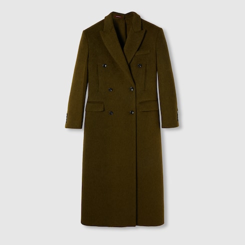 Wool mohair coat in olive green GUCCI Canada