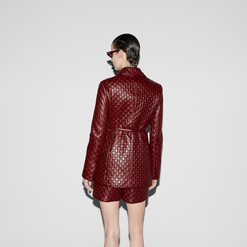 GG embossed leather jacket in Bordeaux Ready-to-wear | GUCCI® SI