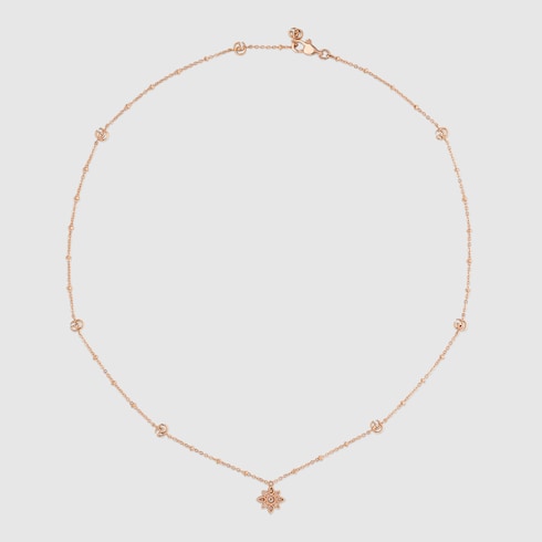 Flora 18k diamond necklace in 18k rose gold GUCCI US