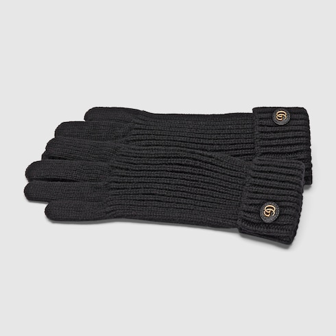 Guante de cashmere de lana con Doble G