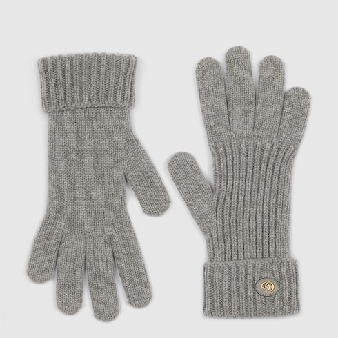 Wool cashmere gloves with Double G Detail 2