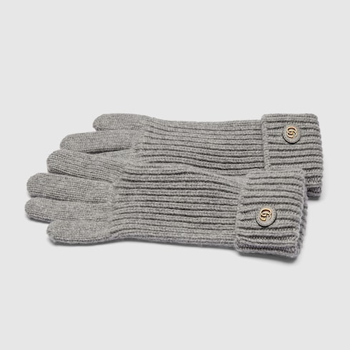 Wool cashmere gloves with Double G Detail 2