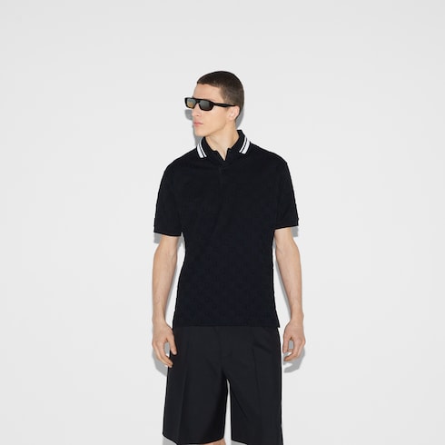 Polo en coton stretch à motif GG
