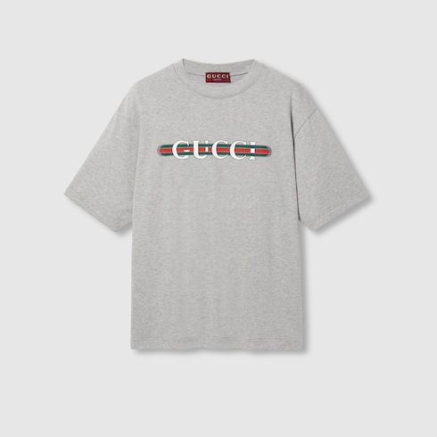 Cotton jersey T-shirt with Gucci print Detail 2