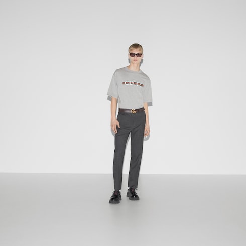 Cotton jersey T-shirt with Gucci print