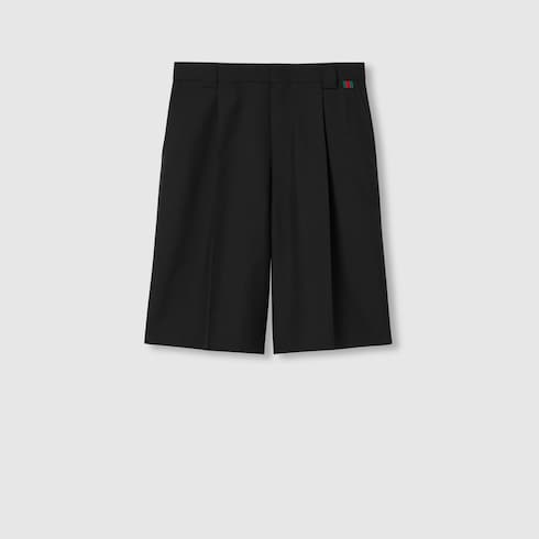 Wool blend twill short with Web