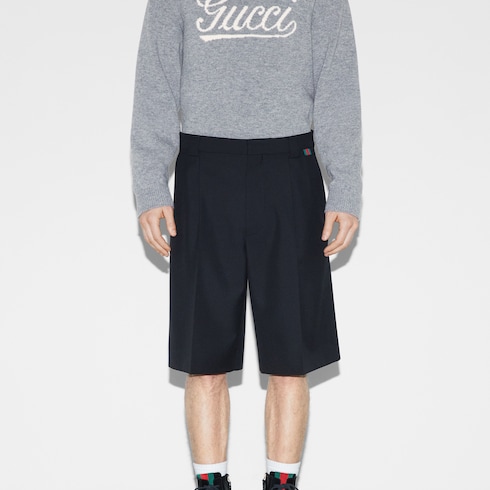 Wool blend twill short with Web