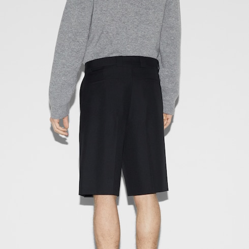Wool blend twill short with Web