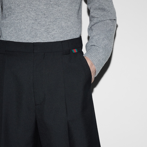 Wool blend twill short with Web