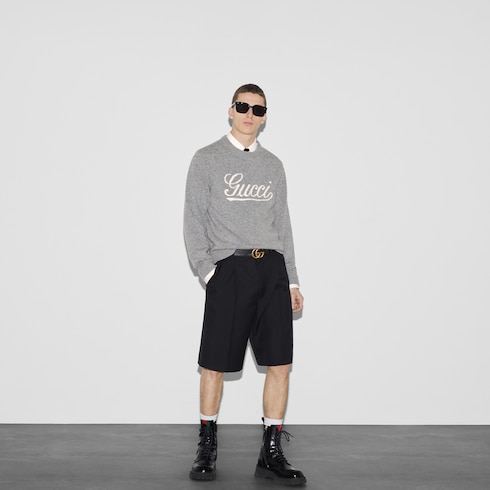 Wool blend twill short with Web