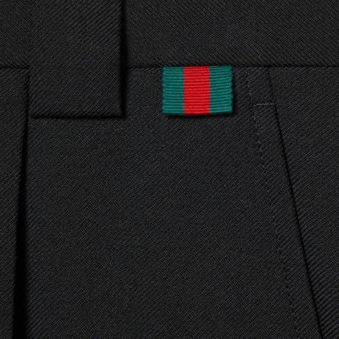 Wool blend twill short with Web