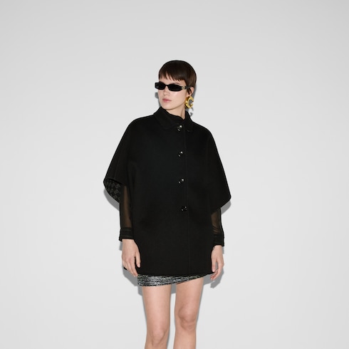 Manteau réversible en laine et soie GG