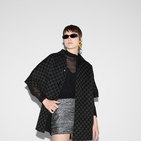 Manteau réversible en laine et soie GG