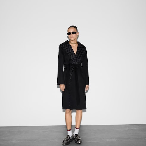 Cappotto reversibile in lana misto seta GG