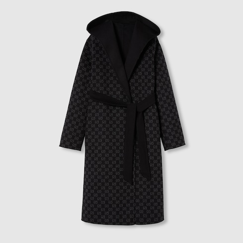 Reversible GG silk wool blend coat Detail 8