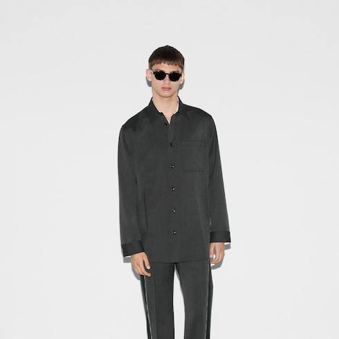 Wool shirt with embroidery
