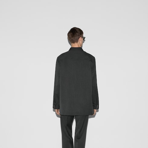 Wool shirt with embroidery