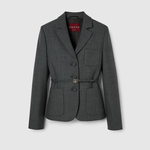 Single breasted wool grisaille jacket in grey GUCCI Canada