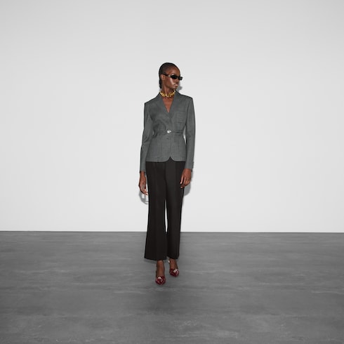Veste à simple boutonnage en grisaille de laine