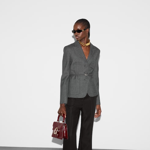 Veste à simple boutonnage en grisaille de laine