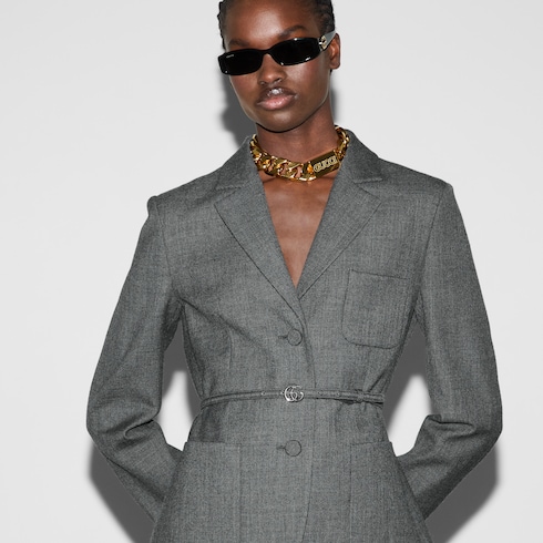 Veste à simple boutonnage en grisaille de laine