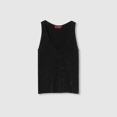 Wool tank top with GG embroidery in black GUCCI Canada