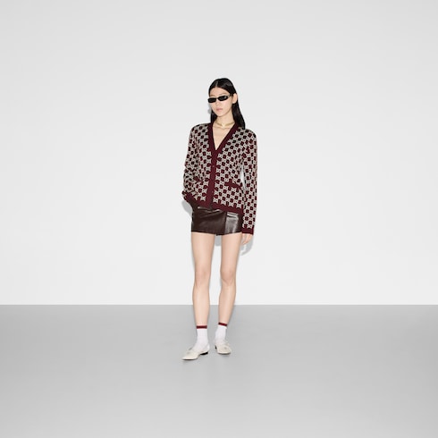 Reversible GG wool jacquard cardigan