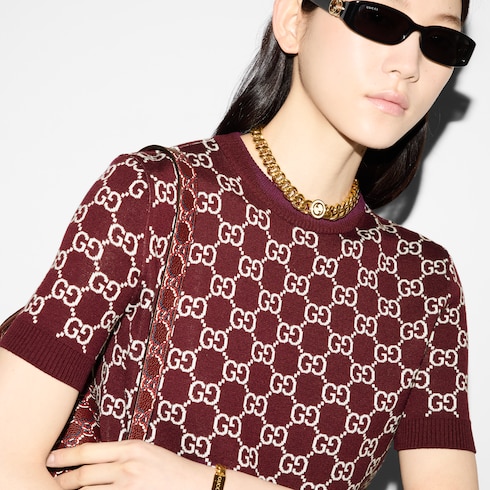 Maglia reversibile in lana GG jacquard