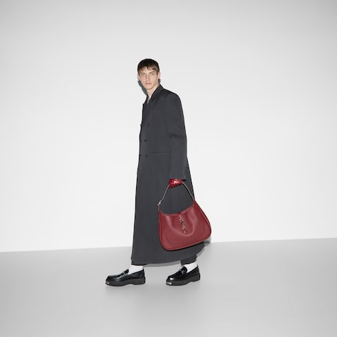 GroBe Jackie Schultertasche in Leder in Rosso Ancora Rot GUCCI DE