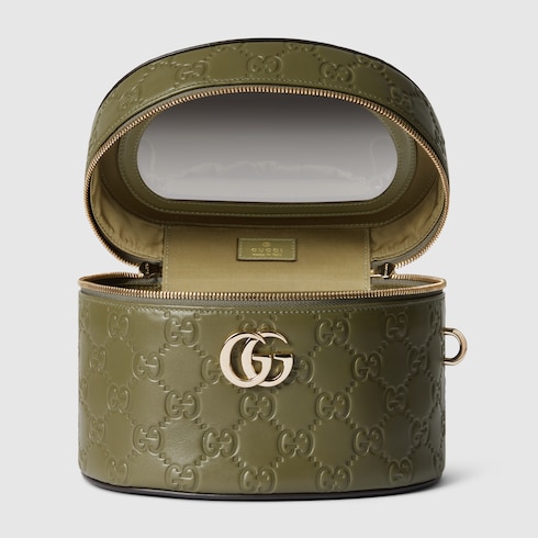 GG beauty case in Green Leather | GUCCI® SI