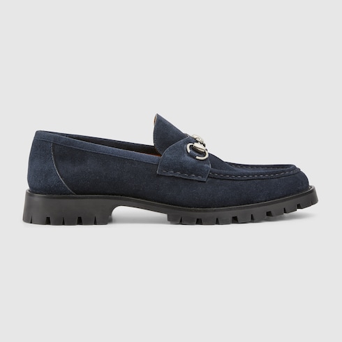 Men s loafer with Horsebit in blue suede GUCCI Canada