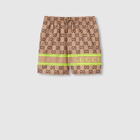 GG print swim shorts in beige and ebony GUCCI MX