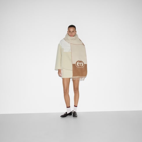 Sciarpa in lana cashmere con Incrocio GG