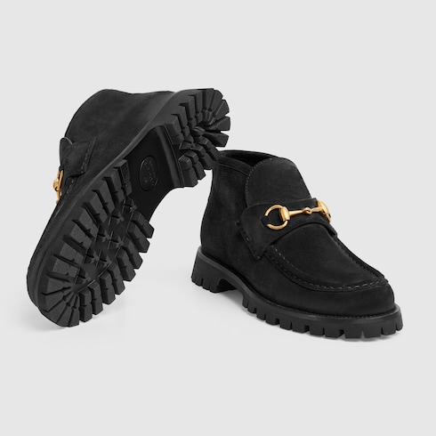 Women s Horsebit ankle boot in black suede GUCCI NL
