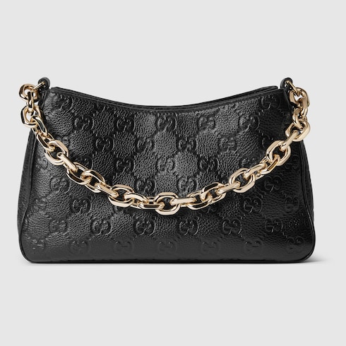 GG Emblem small shoulder bag in Black Leather | GUCCI® SI