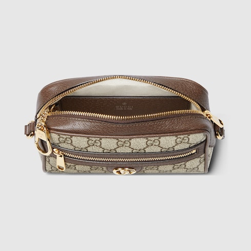 Ophidia GG Super-Mini-Schultertasche in beige- und 
