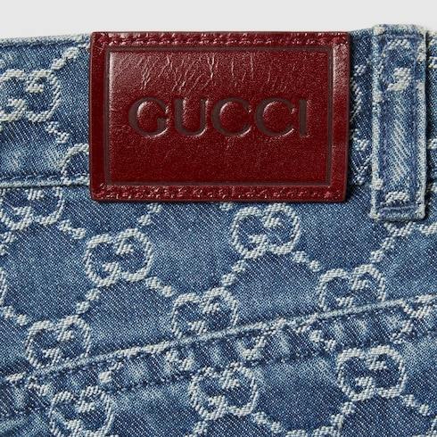 Children's GG denim jacquard trousers Detail 3