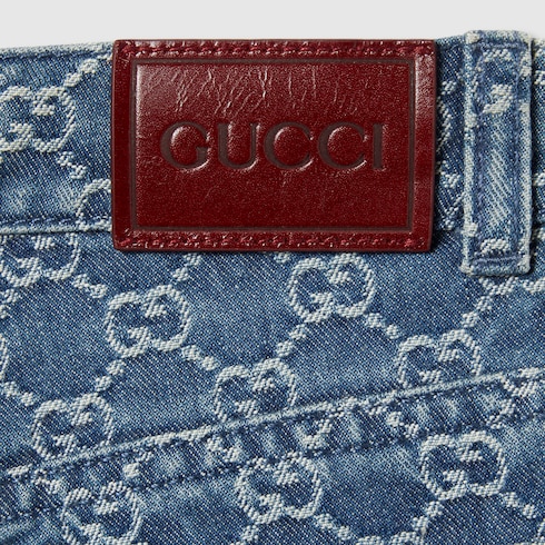 Pantaloni bambino in denim GG jacquard
