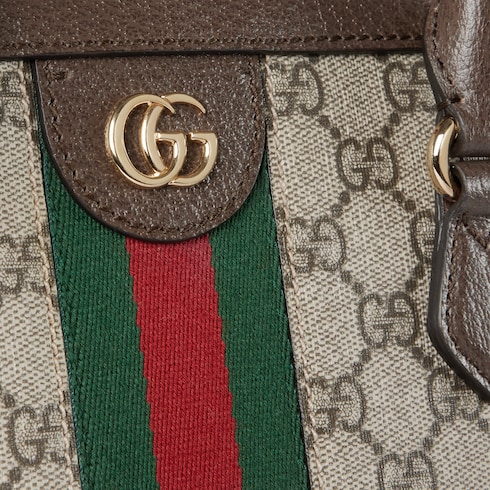 Borsa a mano Ophidia misura media in tessuto Supreme beige ed ebano GUCCI Italia