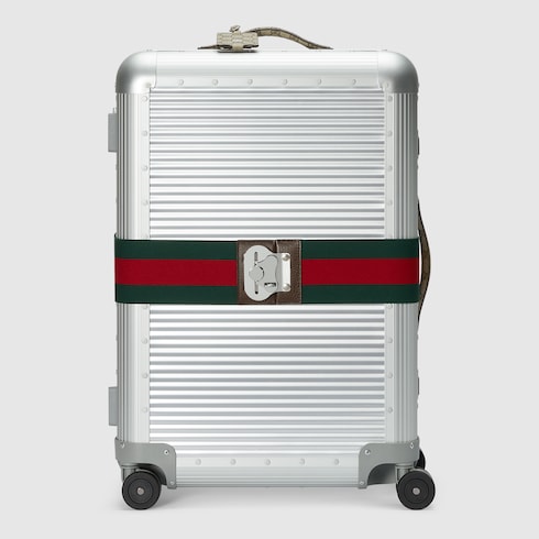 Gucci Porter medium trolley with luggage strap in Silver Metal GUCCI SI