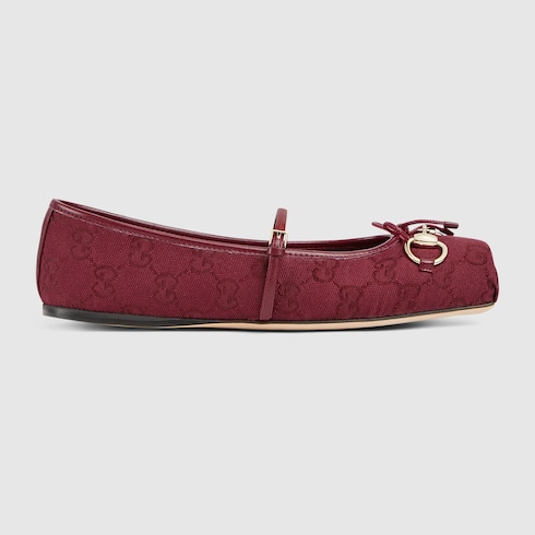 Women s Gucci Horsebit ballet flat in Bordeaux Fabric GUCCI SI