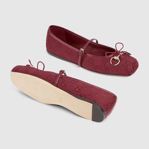 Women s Gucci Horsebit ballet flat in Rosso Ancora red Oginal GG canvas GUCCI MX