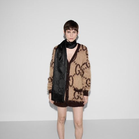 Halstuch aus Seide und Wolle mit GG Jacquard