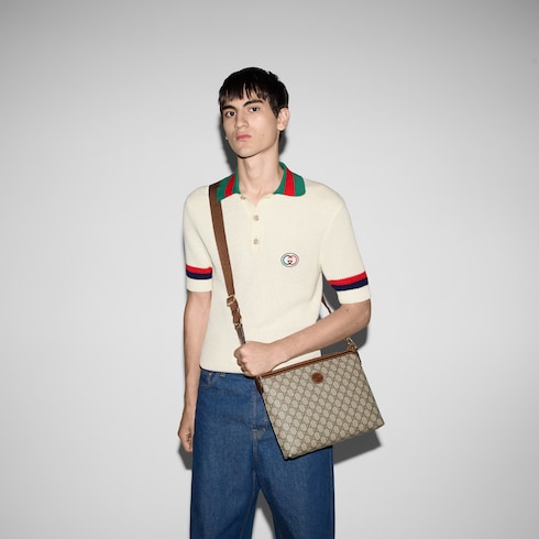 Borsa a tracolla con GG in tessuto Supreme beige ed ebano GUCCI Italia