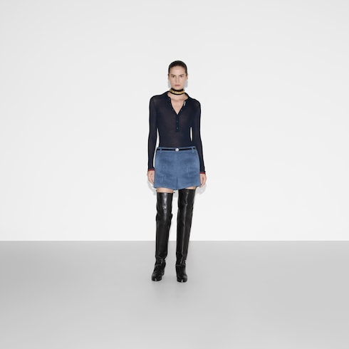 Top de punto acanalado de cashmere extrafino
