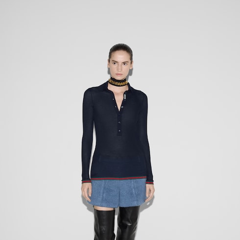 Top de punto acanalado de cashmere extrafino