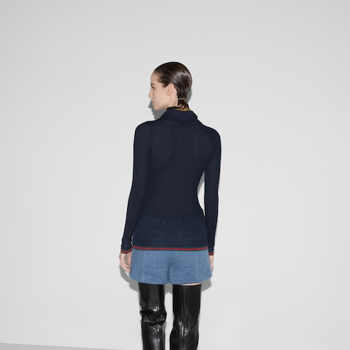 Top de punto acanalado de cashmere extrafino