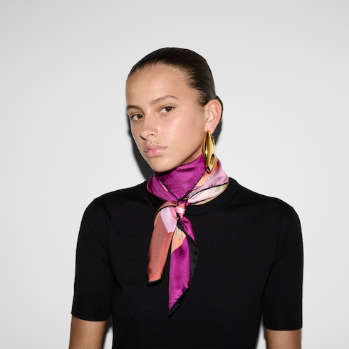 フローラ プリント シルク スカーフ