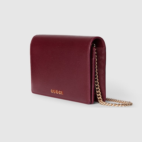 Portafoglio con catena e logo Gucci in pelle Rosso Ancora GUCCI Italia