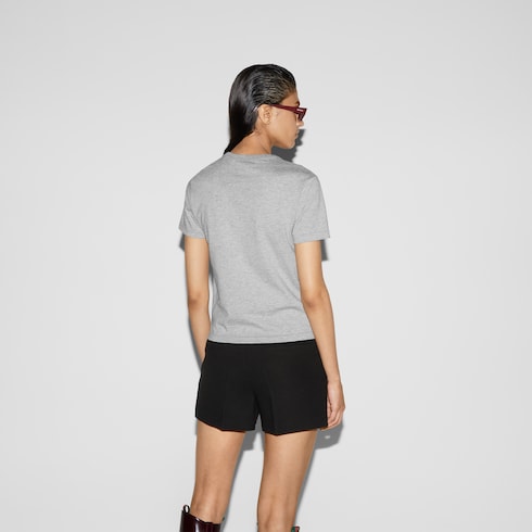 T-shirt in jersey di cotone in rilievo
